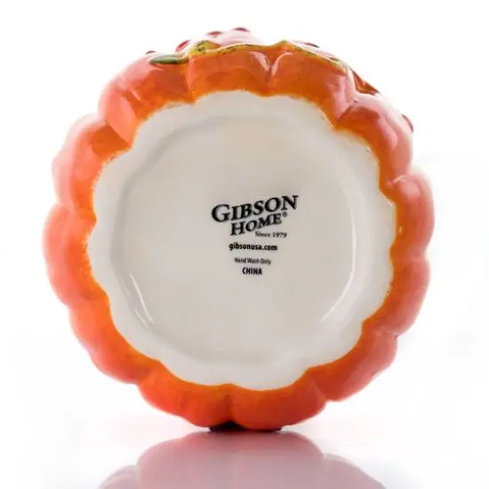 Gibson Home&reg; Orange Stoneware Pumpkin Cookie Jar with Lid {3}