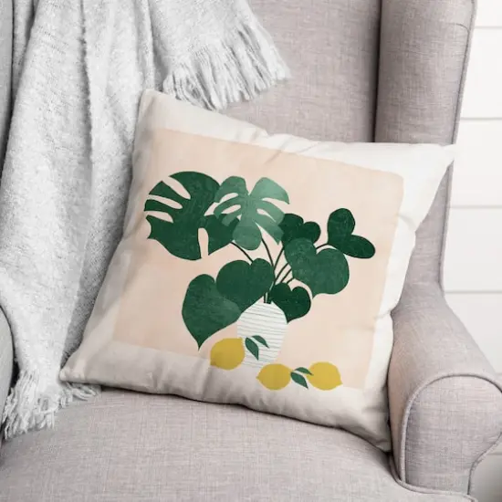 Monstera and Lemons 18" x 18" Indoor / Outdoor Pillow {3}