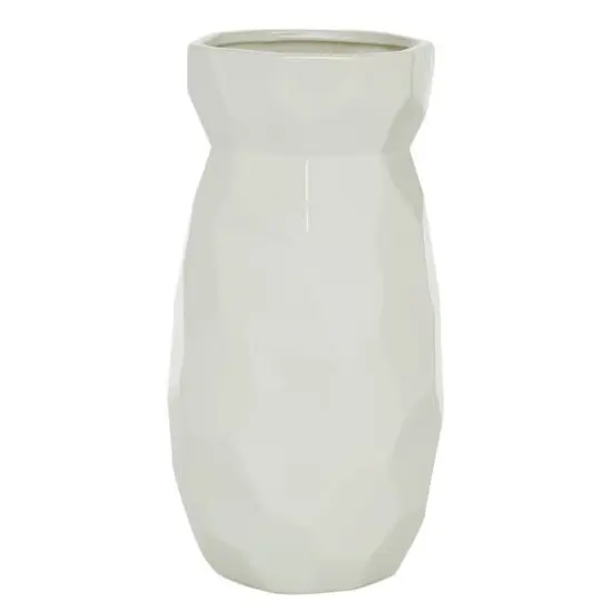 CosmoLiving by Cosmopolitan White Ceramic Modern Vase, 16" x 8" x 8" {1}