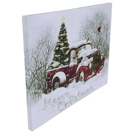 LED Lighted Truck & Tree Christmas Canvas Wall Art {10}