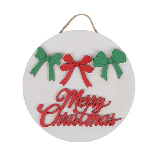 6" Merry Christmas Bows Plaque DIY Wood D&eacute;cor Kit by Make Market&reg; {3}