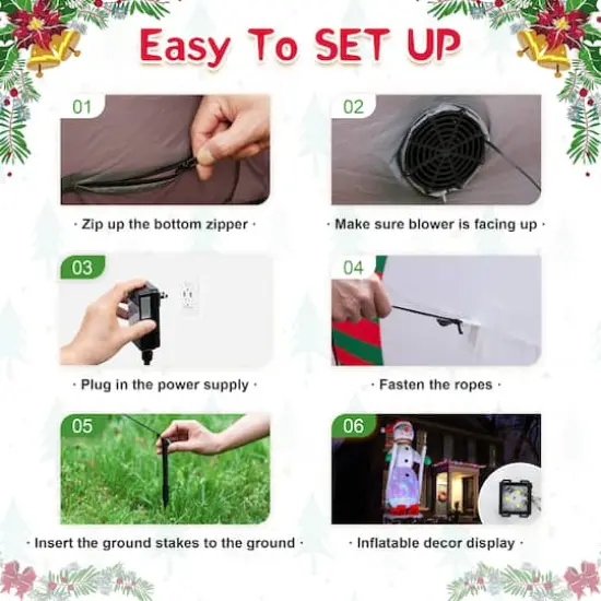 Glitzhome&reg; 20FT Giant Lighted Inflatable Disco Skiing Snowman {8}