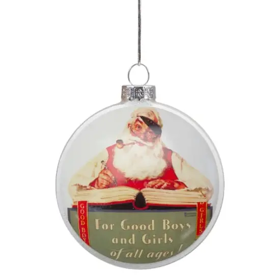 3" Norman Rockwell No Christmas Problem Now Glass Disc Ornament {1}
