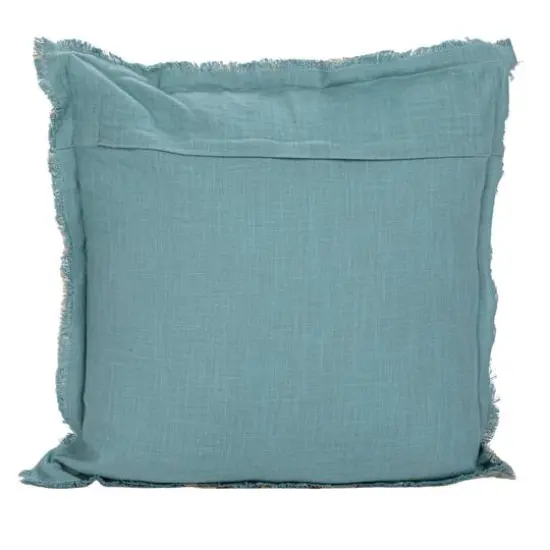 Hello Honey&reg; 20" Blue & Brown Striped Woven Linen Fringed Pillow {6}