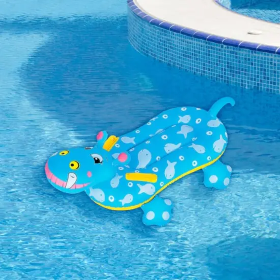Pool Central 3ft. Blue Children's Inflatable Hippo Swimming Pool Rider {3}