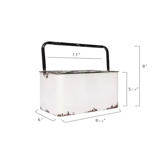 Hello Honey® Distressed White Metal Caddy With 6 Compartments {3}