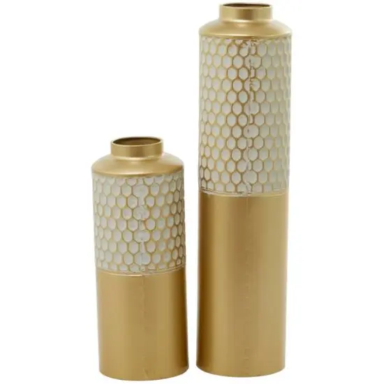 Light Grey Metal Glam Vase, Set of 2 {5}