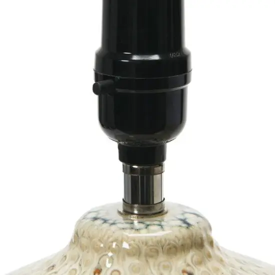 Hello Honey&reg; 22" Taupe Reactive Glaze Stoneware Table Lamp with Linen Shade {8}