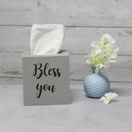 Elegant Designs Bless You Tissue Box Cover Gray Wash {4}