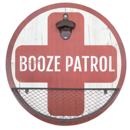 American Art D&eacute;cor&trade; Booze Patrol Bottle Opener & Cap Catcher Wall D&eacute;cor {6}