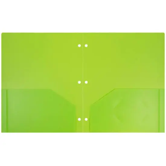 JAM Paper 3-Hole Heavy Duty Plastic Pocket Folder, 6ct. Lime Green {4}