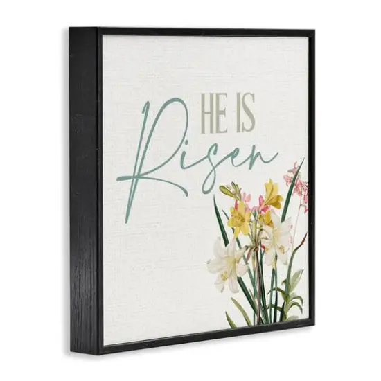 Stupell Industries He Is Risen Religious Easter Holiday Flower Blossoms Framed Giclee Art Black {4}