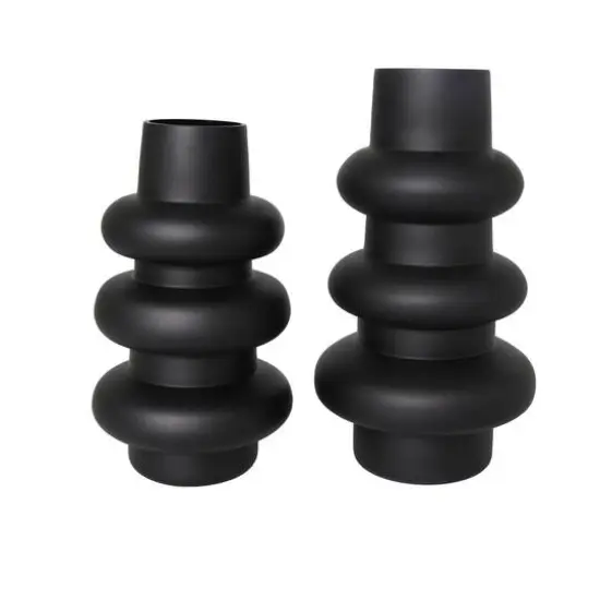 Black Bubble Ribbed Glass Vase Set {6}