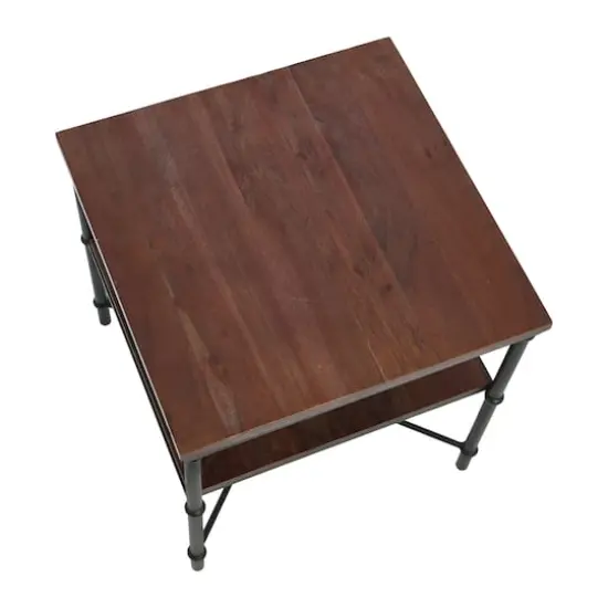 Hello Honey&reg; 24" Saratoga Rustic Wood & Metal End Table Dark Chestnut {6}