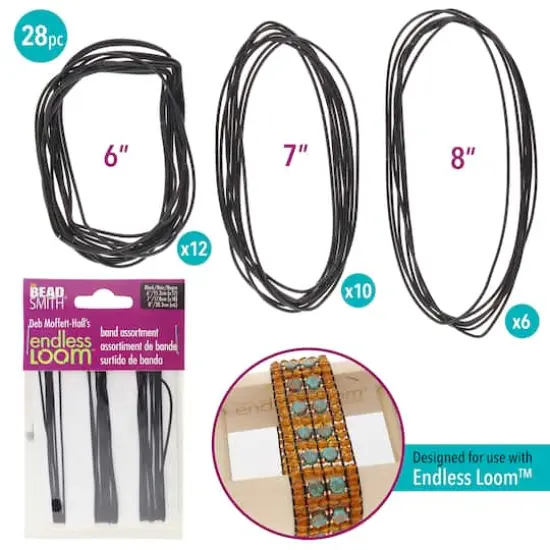 The Beadsmith&reg; Assorted Size Black Endless Loom Bands {5}