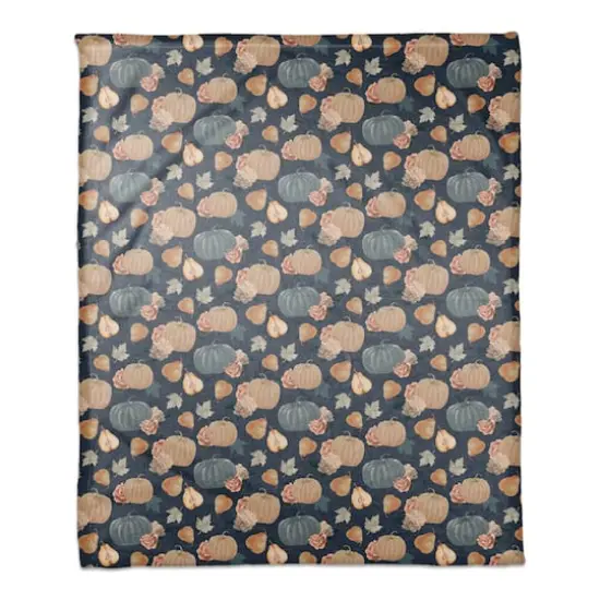 Sweet Harvest Pattern Blue Coral Fleece Blanket {1}