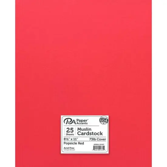 PA Paper&trade; Accents Muslin 8.5" x 11" 73lb. Cardstock, 25 Sheets Popsicle Red {1}
