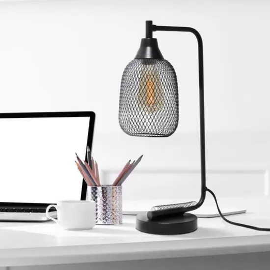 Lalia Home 19" Industrial Mesh Desk Lamp Black {6}
