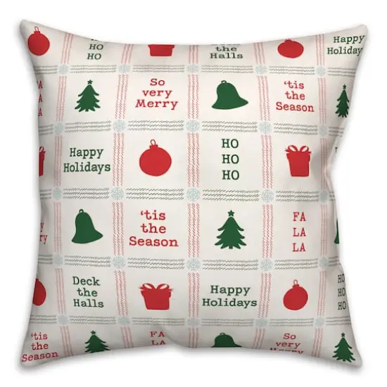 Xmas Icon Grid Pattern 18" x 18" Spun Poly Pillow {1}