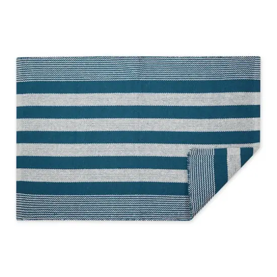 DII&reg; Cabana Stripe Handwoven Recycled Yarn Rug, 2ft. x 3ft. Teal {5}