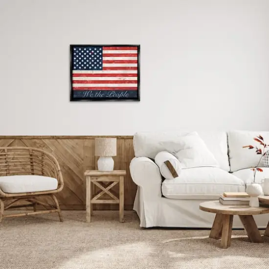 Stupell Industries We The People Flag Floater Framed Art Black {3}