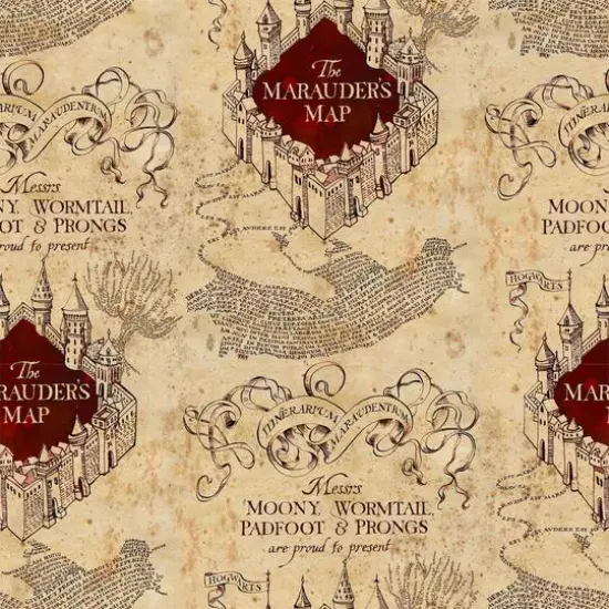 Harry Potter Marauder's Map Cotton Fabric 8yd. Bolt {1}