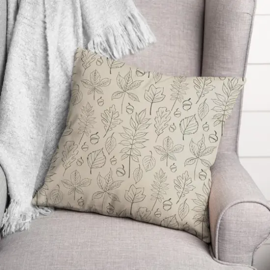White Leaf Pattern Throw Pillow {4}