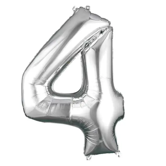 34" Silver Number Foil Balloon {1}