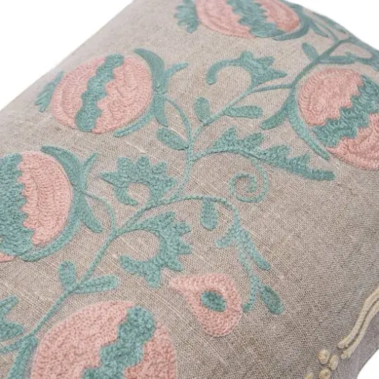 Hello Honey&reg; Multicolor Embroidery Cotton Chambray Lumbar Pillow {7}