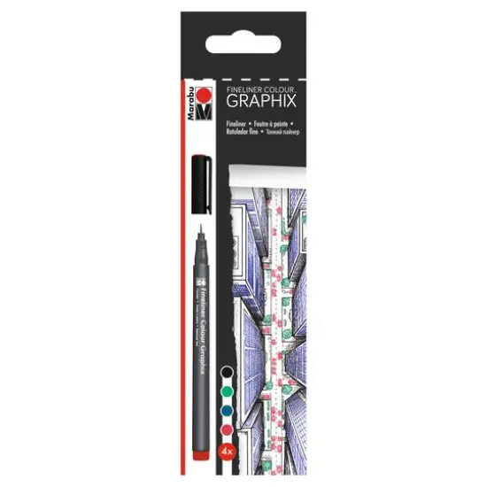 Marabu Graphix Skyline 4 Color Fineliner Set {1}