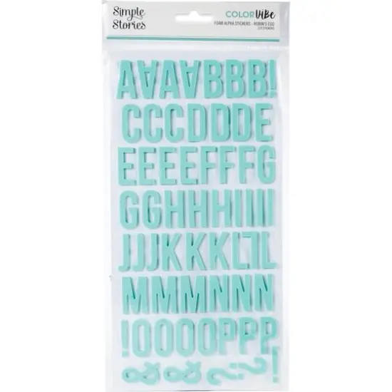 Simple Stories Color Vibe Foam Alpha Stickers Robins Egg {1}