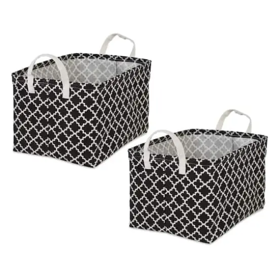 DII&reg; Extra Large Lattice PE-Coated Cotton Polyester Laundry Bin, 2ct. Black {1}