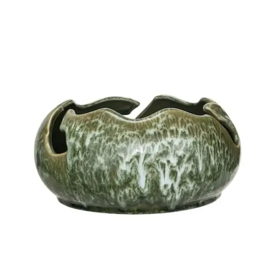 Hello Honey&reg; 10" Green Stoneware Organic Shaped Bowl {1}