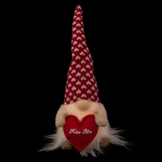 13" Lighted Boy Valentine's Day Gnome With Kiss Me Heart {4}