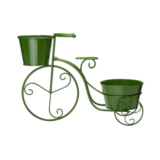 Glitzhome&reg; 21.5'' Green Metal Bicycle Plant Stand {6}