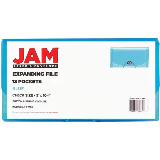 JAM Paper 13 Pocket Plastic Accordion FolderBlue {7}
