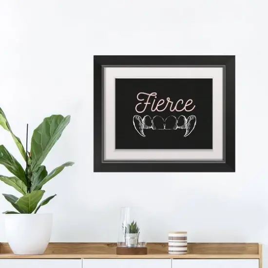 Fierce Fangs Black Framed Print Wall Art {4}