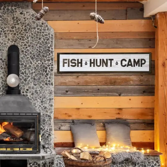 American Art D&eacute;cor&trade; 36" Fish, Hunt, Camp Wood Novelty Wall Sign {3}