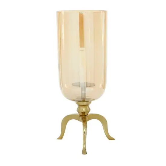 19" Gold Aluminum & Glass Traditional Candlestick Holder {1}