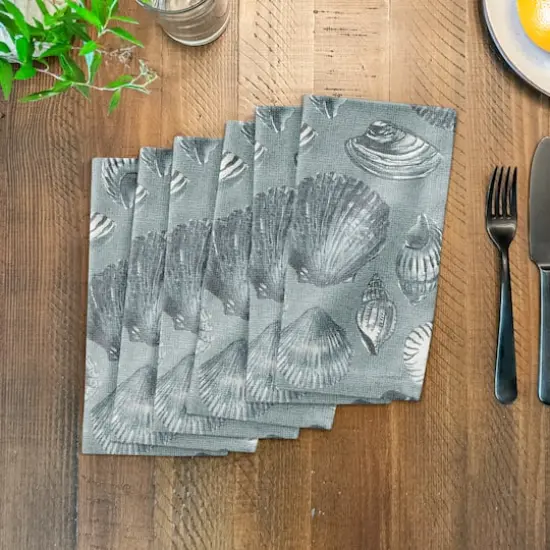 Multi Shell Cotton Twill Napkin Blue/Blue {4}