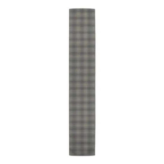 90" Dark Gray Plaid Cotton Twill Runner {1}