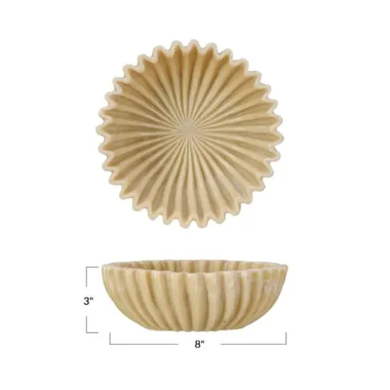 Hello Honey&reg; 8" Beige Decorative Pleated Bowl {6}
