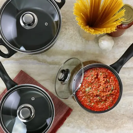 Gibson Home&reg; Newton 7-Piece Black Carbon Steel Cookware Set {11}