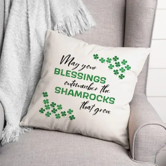 Shamrock Shiplap Pillow 18" x 18" Throw Pillow {4}