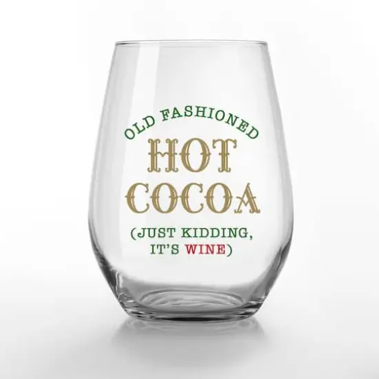 15oz. Old Fashioned Hot Cocoa Printed Stemless Wine Glass {1}