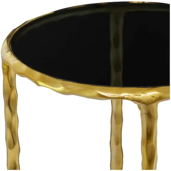 22" Aluminum Accent Table with Shaded Glass Top Gold {4}