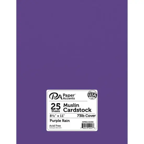 PA Paper™ Accents Muslin 8.5" x 11" 73lb. Cardstock, 25 Sheets Purple Rain {1}