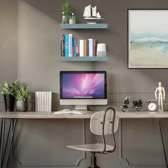 Sorbus Floating Faux Wood Shelf, 2ct. Aqua {3}