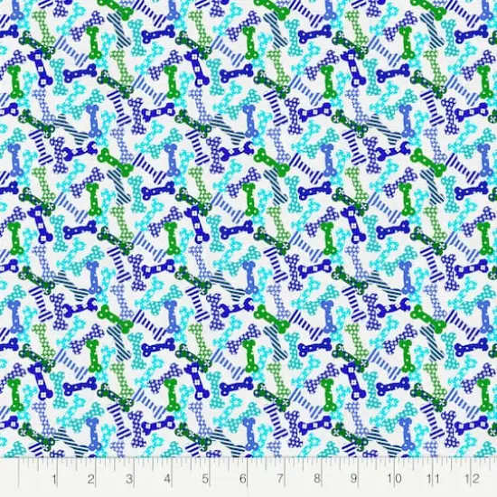 Fabric Editions White Puppy Bones Cotton Fabric {3}