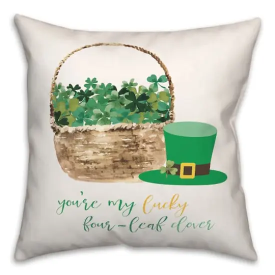 Lucky Clover Basket Throw Pillow {1}